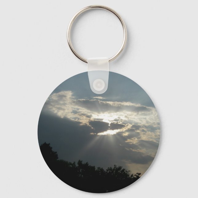 Sun Rays Shining Through Clouds Keychain (Front)