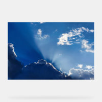Sun Rays Wall Art Blue Sky Minimalist Clouds