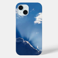 Sun Rays Wall Art Blue Sky Minimalist Clouds