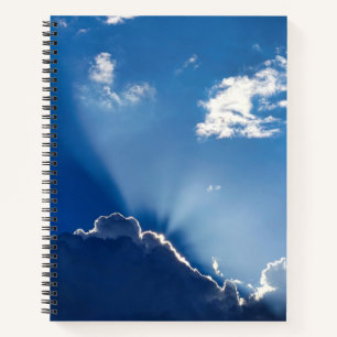 Sun Rays Wall Art Blue Sky Minimalist Clouds Notebook