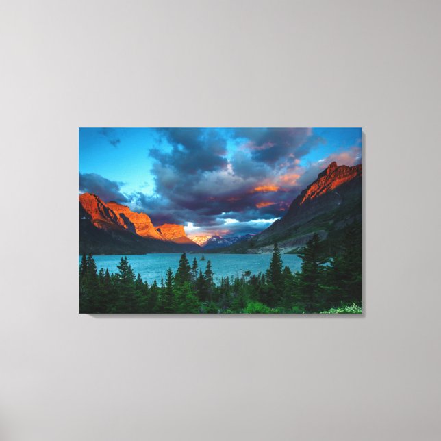 Sun Rise at St. Mary Lake Canvas Print (Front)