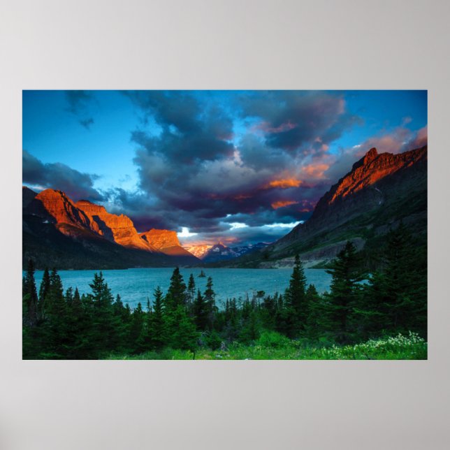 Sun Rise at St. Mary Lake Poster (Front)