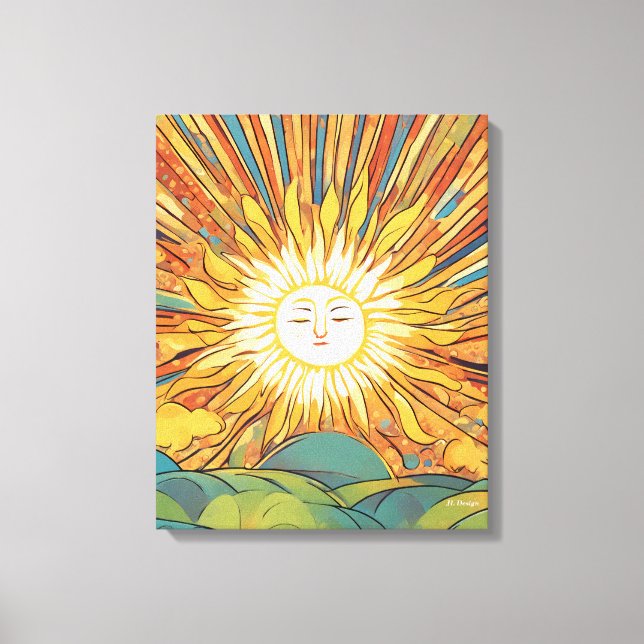 Sun Rise Over Hills Canvas Print (Front)