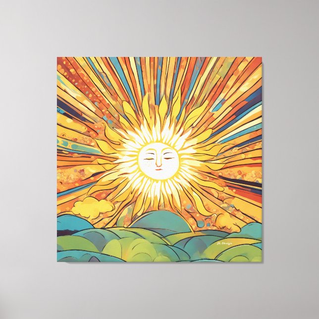 Sun Rise Over Hills Canvas Print (Front)
