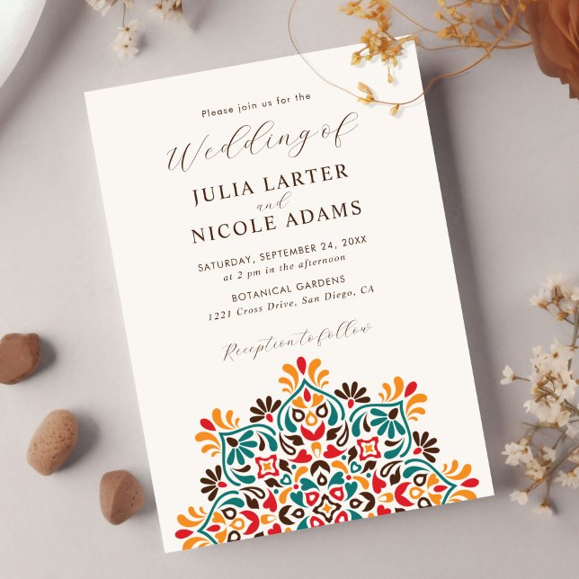 Sun Rising Boho Rustic Floral Mandala Wedding Invitation (Creator Uploaded)