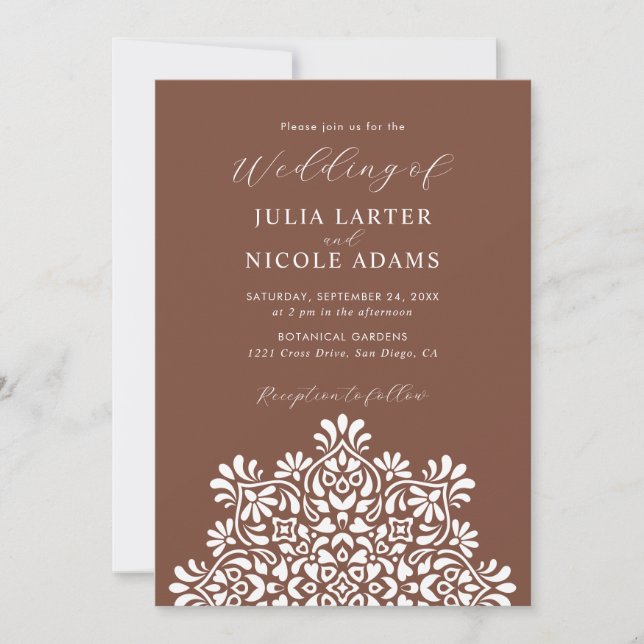 Sun Rising Boho Rustic Floral Mandala Wedding Invitation (Front)