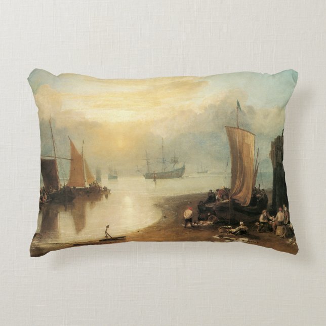 Sun Rising Through Vapour by Joseph Turner Decorative Pillow (Front)