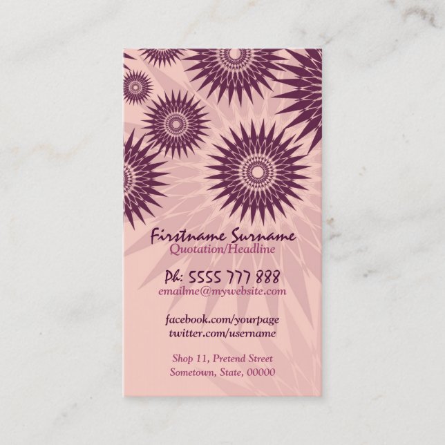 Sun Rosea avec Carte de visite Logo (Devant)