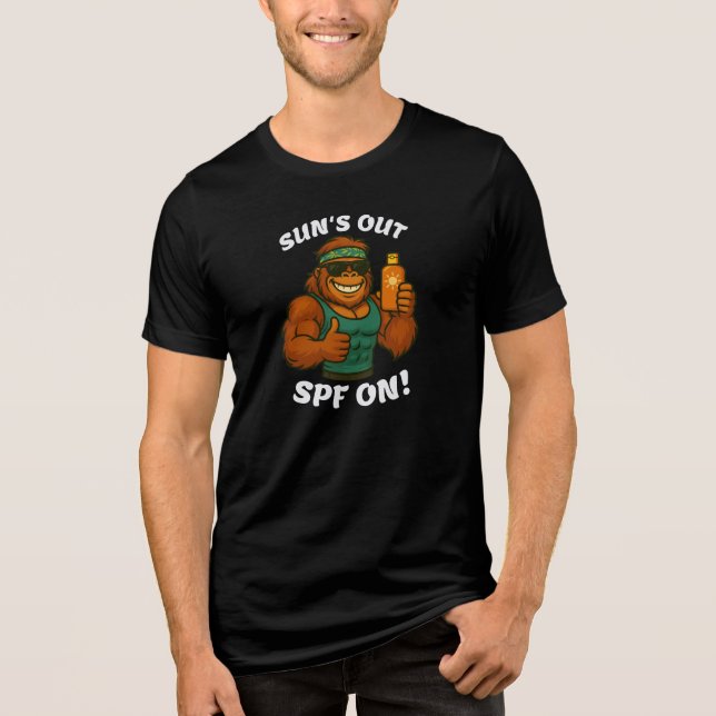 Sun’s Out SPF On – Funny Summer Orangutan Fitness  Tri-Blend Shirt (Front)