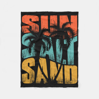 Sun Salt Sand Beach Sunset Summer Vacation Christm Fleece Blanket
