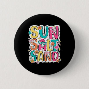 Sun Salt Sand Funny Beach Palm Tree Summer Vacatio 2 Inch Round Button