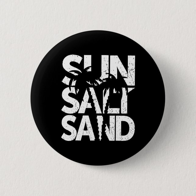 Sun Salt Sand Palm Tree Hawaii Beach Summer Vacati 2 Inch Round Button (Front)