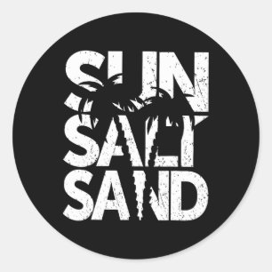 Sun Salt Sand Palm Tree Hawaii Beach Summer Vacati Classic Round Sticker