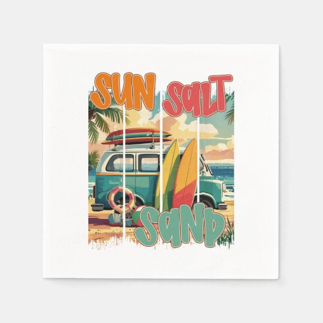 Sun, Salt, Sand – Retro Beach Vibes Napkin (Front)