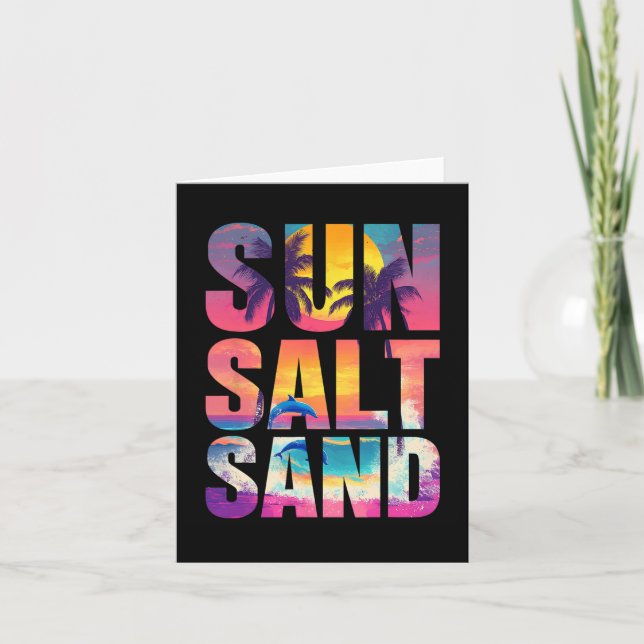 Sun Salt Sand Summer Beach Vibes Family Vacation R Card (Front)