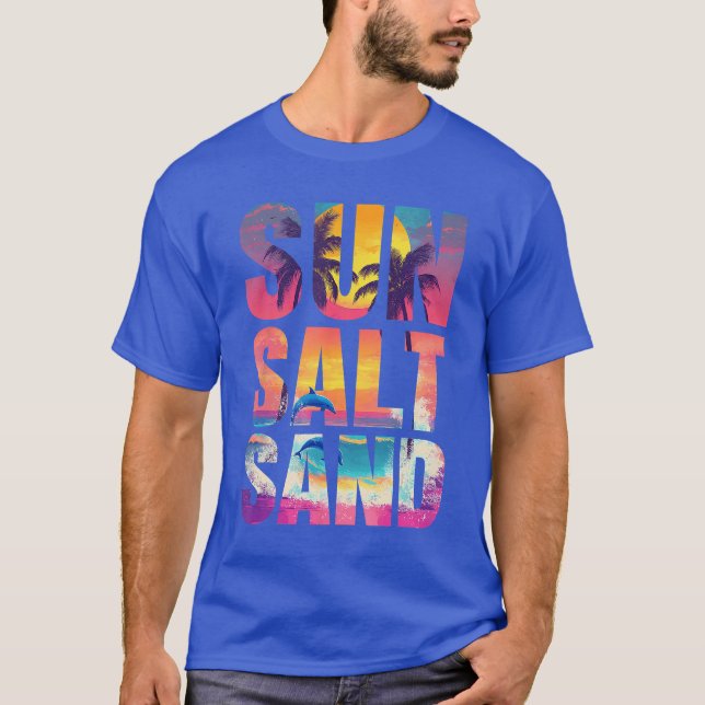 Sun Salt Sand Summer Beach Vibes Family Vacation R T-Shirt (Front)