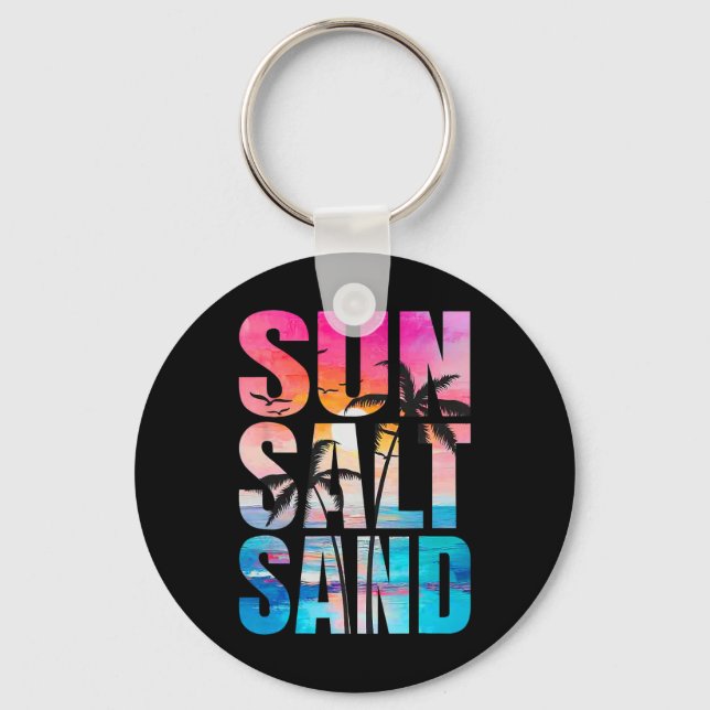Sun Salt Sand Summer Vacation Hawaii Beach Funny F Keychain (Front)