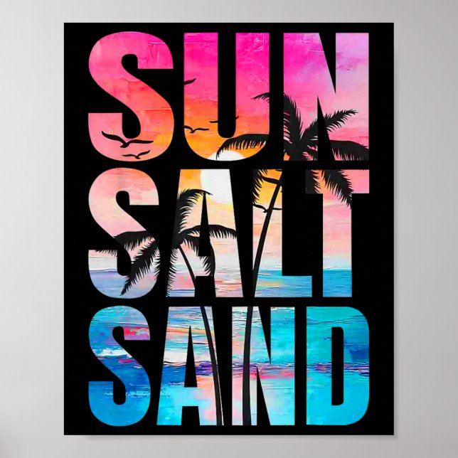 Sun Salt Sand Summer Vacation Hawaii Beach Funny F Poster (Front)