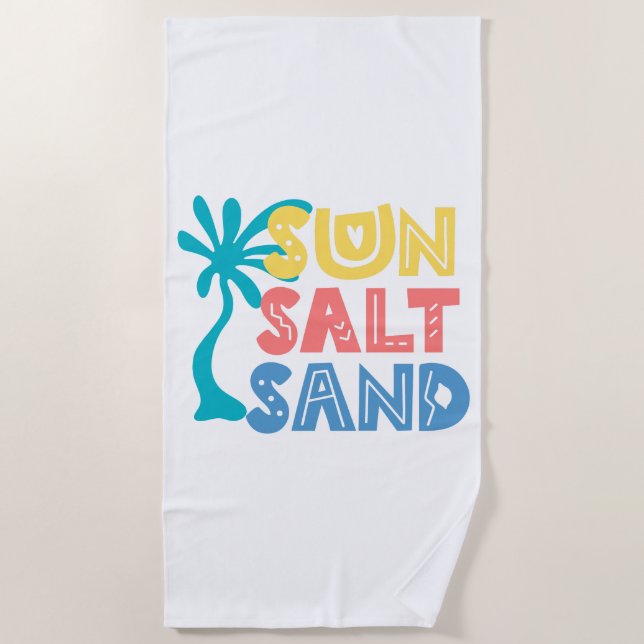 Sun Salt Sand Summer Vibes Beach Towel (Front)