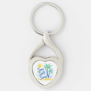 Sun Salt Sand – Tropical Beach Palm Tree Summer Keychain