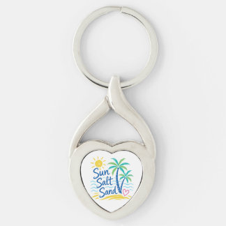 Sun Salt Sand – Tropical Beach Palm Tree Summer Keychain