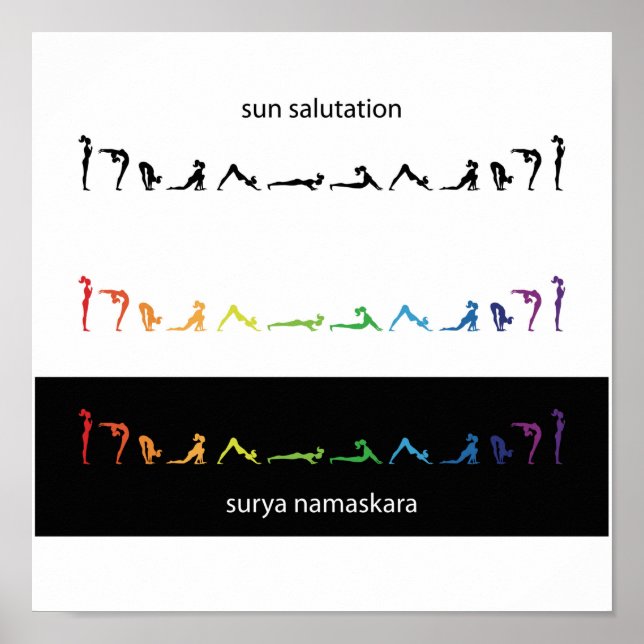 sun salutation chakra system yoga yogi zen aura poster (Front)