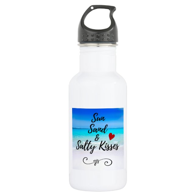 Sun Sand and Salty Kisses Tropical Beach 532 Ml Water Bottle (Front)