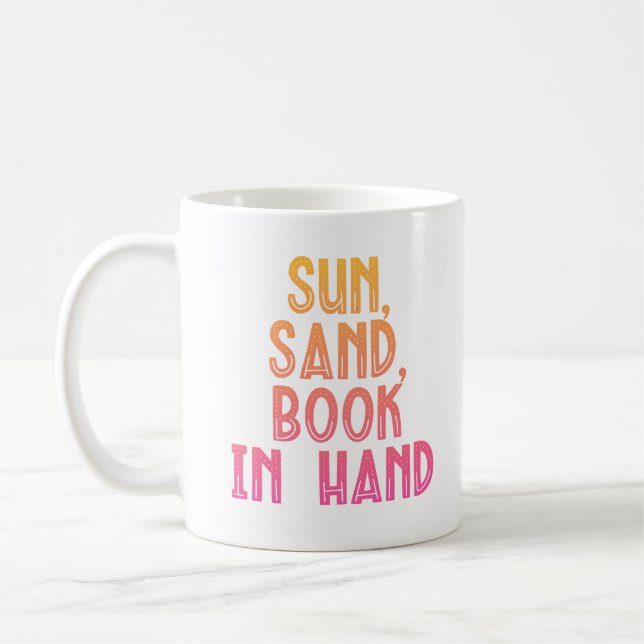 Sun Sand Book in Hand Coffee Mug (Left)
