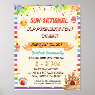 Sun-sational summer teacher appreciation flyer poster