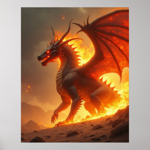 Sun-Scorch Inferno Fire Dragon Poster