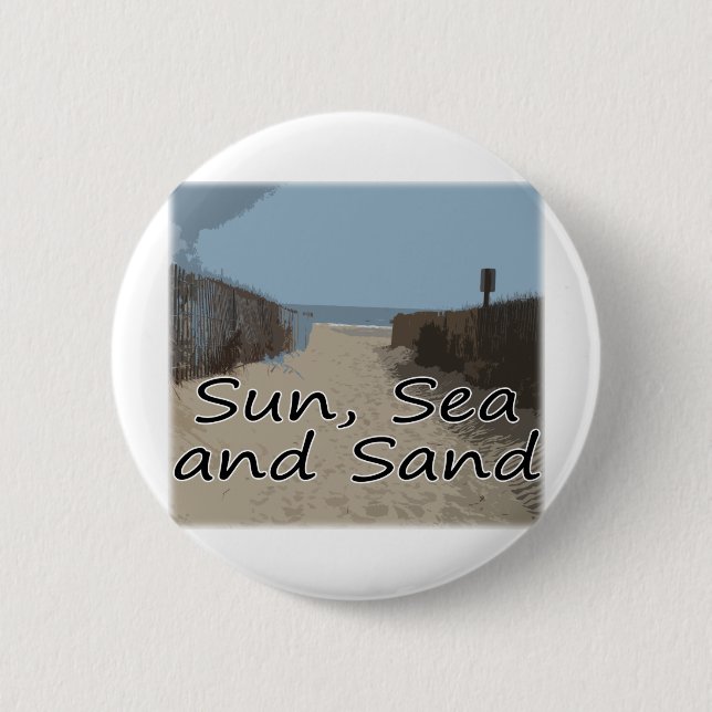 Sun, Sea and Sand 2 Inch Round Button (Front)