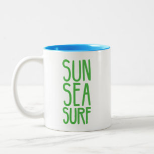 Sun, Sea, And Surf Green Two-Tone Coffee Mug