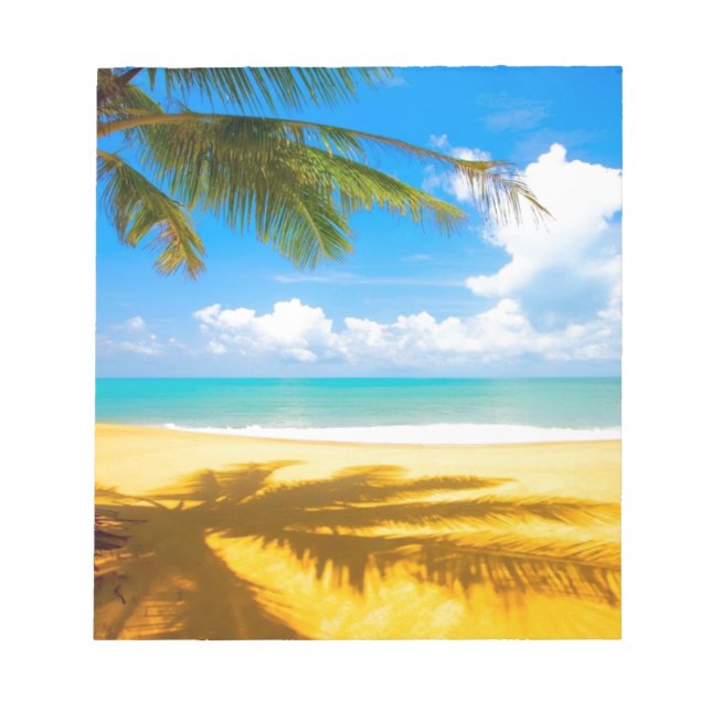 sun sea sand palm tree paradise beach notepad (Front)