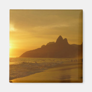 Sun Set at Ipanema Beach Brazil Magnet