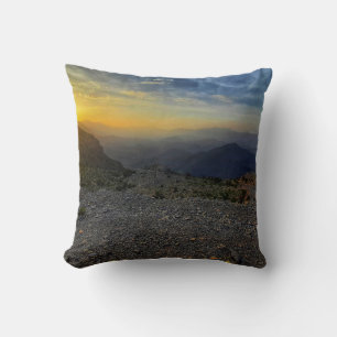 sun set over mountain  throw pillow