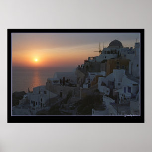 Sun Sets on Santorini Poster