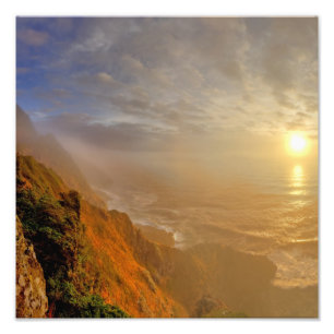 Sun sets over the Pacific Ocean from Heceta Photo Print