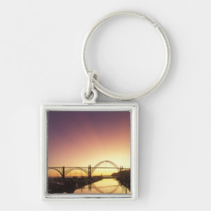 Sun setting behind the Newport Bridge, Oregon Keychain