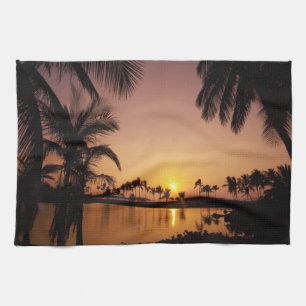 Sun setting on Anaeho'omalu Bay, Big Island, Kitchen Towel