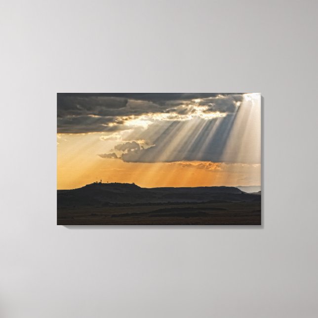 Sun setting on the Masai Mara. Canvas Print (Front)