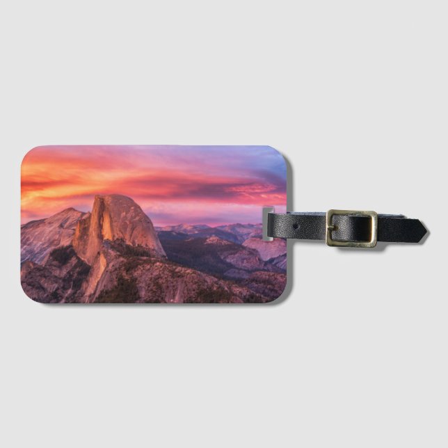 Sun Setting over A Rocky Landscape Luggage Tag (Front Horizontal)