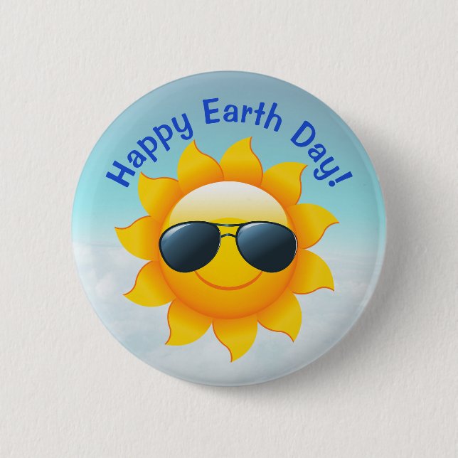 Sun & Shades Earth Day 2 Inch Round Button (Front)