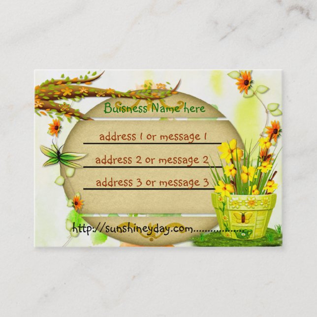 Sun Shiney Day Local Business or Small Business Business Card (Front)
