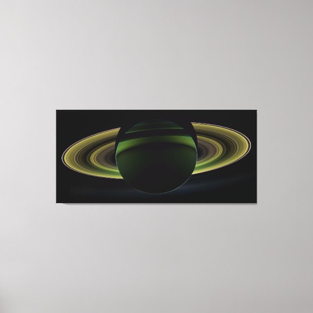 Sun Shining Behind Planet Saturn Casting a Shadow Canvas Print (Front)