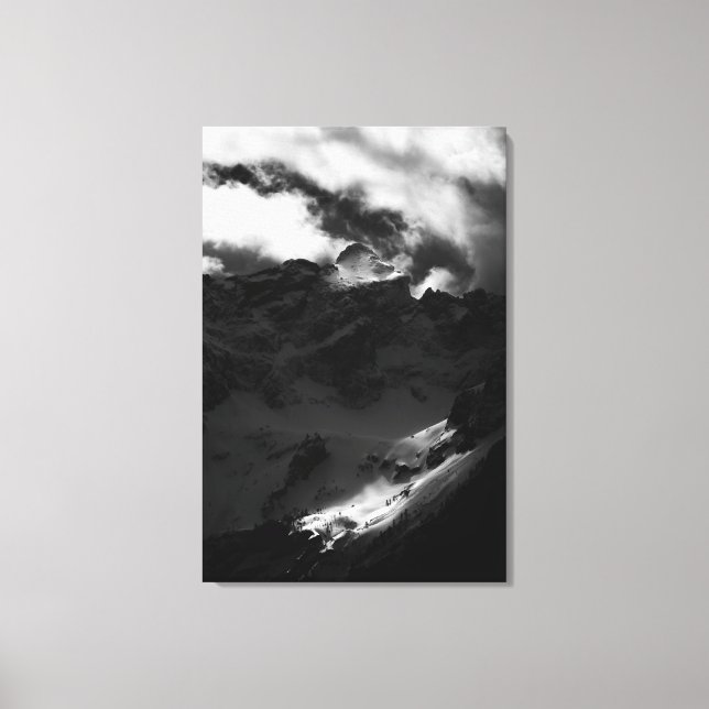 Sun shining on majestic mountain canvas print (Front)