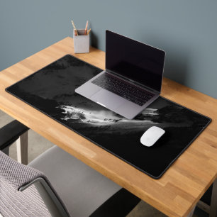 Sun shining on majestic mountain desk mat