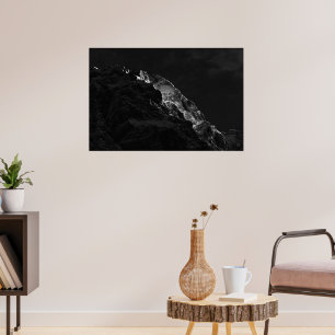 Sun shining on mountains poster