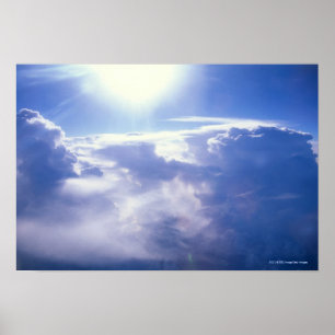 Sun shinning through clouds poster