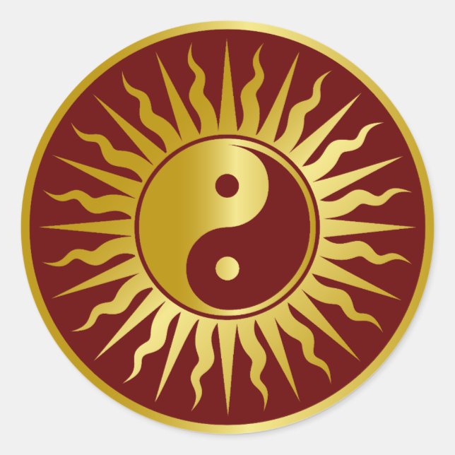 Sun Sign Yi Yang Design Classic Round Sticker (Front)
