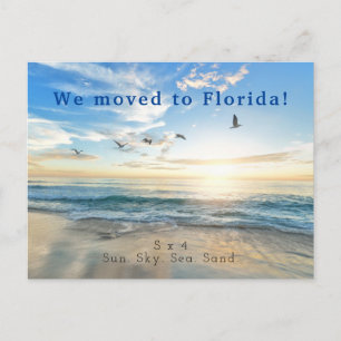 Sun. Sky. Sea. Sand. Beach Scene Announcement Postcard